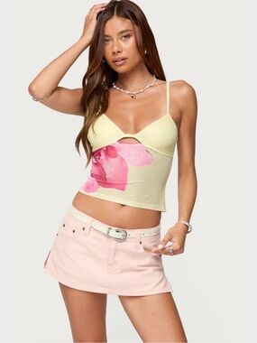 Edikted Alanah Flower Cut Out Mesh Top